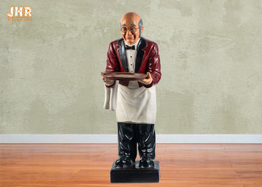 赤い多執事の彫像の脂肪質のシェフの台所装飾の樹脂の執事の彫刻の彫像90cm