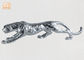 家の装飾の銀は動物の置物のガラス繊維のヒョウの彫刻Polyresinの葉が出ました
