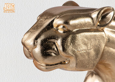金ぱくのPolyresinのヒョウの彫刻のグラス ファイバーの動物のテーブルの彫像の置物
