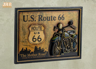 古典的な米国のルート66の壁の印の木の壁のプラクの樹脂のオートバイの壁の装飾のパブの印