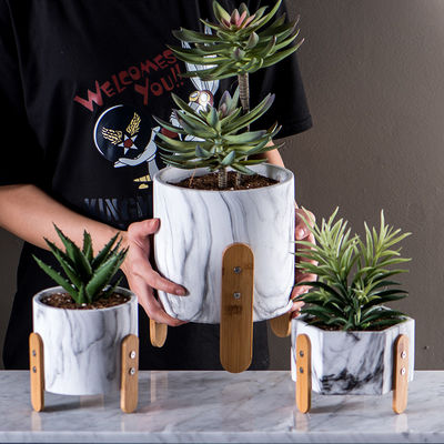 テーブルの鍋のSucculentsの植物の鍋のHomewaresの装飾的な項目小型セメントの植木鉢の大理石模様をつけられた質プランター