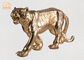 大きい金は動物の置物のトラの彫刻のテーブルの彫像Polyresinの葉が出ました