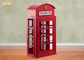 イギリスの電話ボックスのキャビネットの装飾的な木のキャビネットの赤い色MDFの床の棚の家具